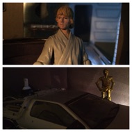 LUKE: "What are you doing hiding there?" THREEPIO: "It wasn't my fault, sir. Please don't deactivate me. I told him not to go, but he's faulty, malfunctioning; kept babbling on about his mission." LUKE: "Oh, no!" Luke races out of the garage followed by Threepio. #starwars #anhwt #starwarstoycrew #jbscrew #blackdeathcrew #starwarstoypix #starwarstoyfigs #toyshelf 
